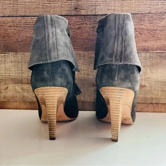 Sigerson Morrison Faro Suede Peep Toe Tassel Bootie - Picture 4 of 6